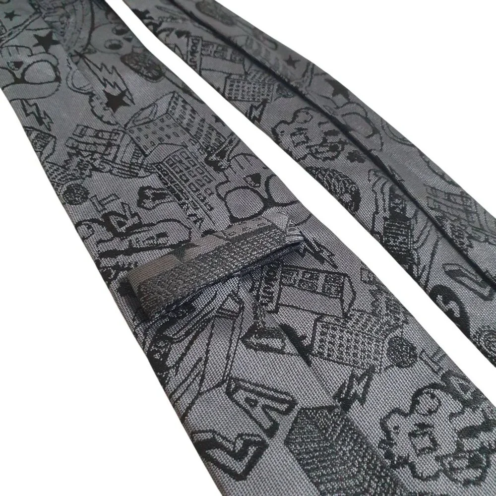 Old Navy Boy Junior Slim Graphic Tie Gray Black 2.5 Inches Wide Child Gift Gamer